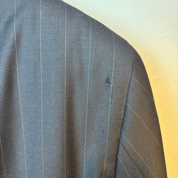 Evan Picone Pinstripe Worsted Wool 2 Piece Suit Blazer Coat Cuffed Pants 44S/W36 - Picture 14 of 16